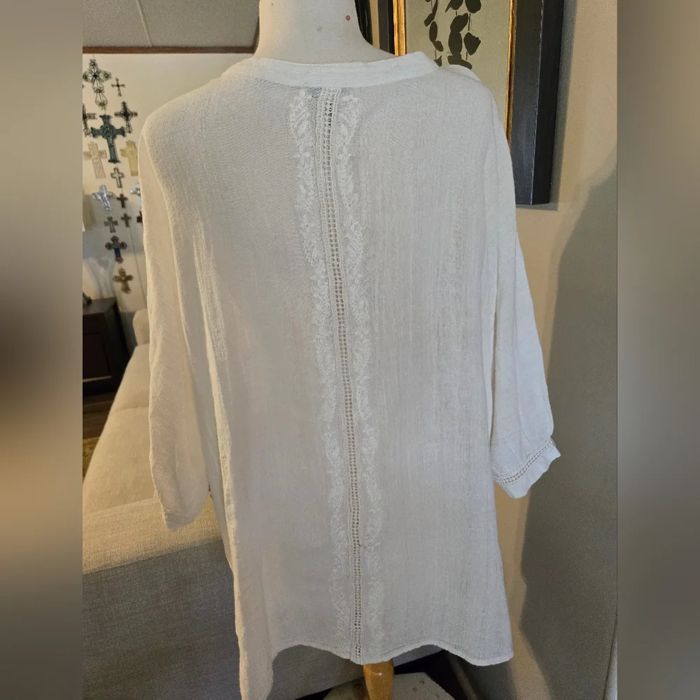 Rachel Zoe:Boho Cream Tunic Top - Picture 8 of 10